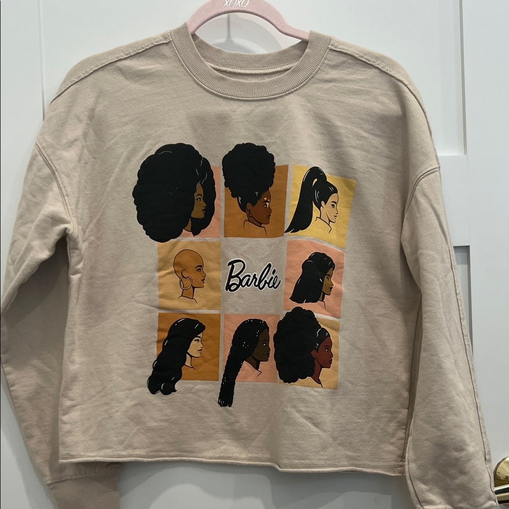 Barbie Beige Sweatshirt with Diverse Character Graphics